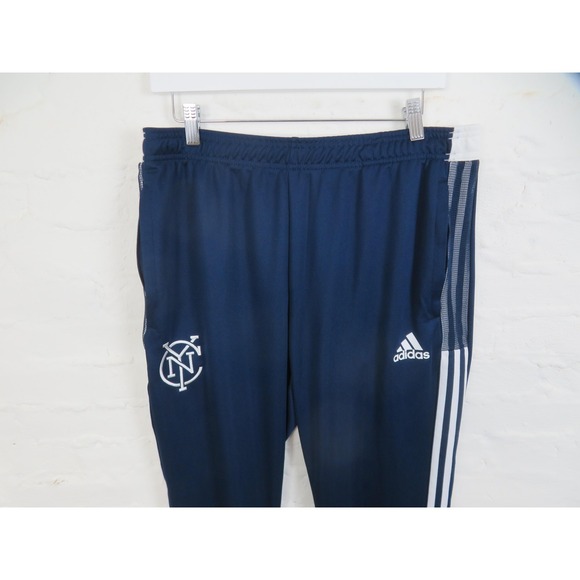 New York City FC Pants Mens Large Blue Adidas MLS Soccer Aeroready Warm Up Gym - Picture 2 of 14